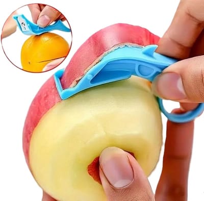 2-In-1 Schilmes I Fruitmes I Appels, Peren en meer Schillen I Met Sinaasappelschilmes I Ring Handvat I Blauw