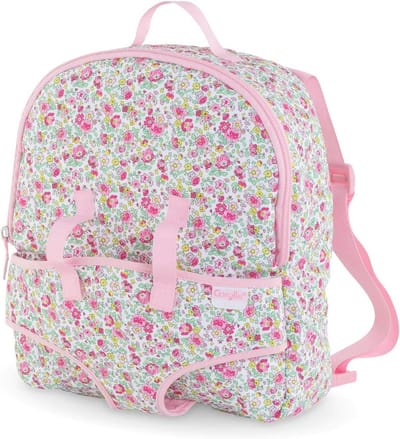 Praktische Rugzak met Poppenhouder voor Kinderen, 30 cm, Bloemenmotief, Voor Kinderen vanaf 3 Jaar