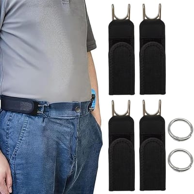 Dailygoods- Elastische Riem - Verstelbare Riem zonder Gesp - Onzichtbare Riem - Metalen Haken - Set van 4 - Scheurbestendig Nylon