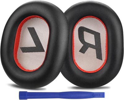 Vervangende Oorkussens voor Plantronics BackBeat Pro 2 en Voyager 8200 UC Hoofdtelefoons, Zachte Proteïne Leer Earpads en Kussens in Zwart en Rood