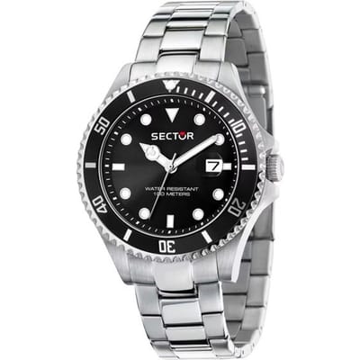 Sector 230 Roestvrij Staal Zwarte Wijzerplaat Quartz R3253161058 100M Herenhorloge zwart