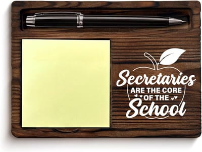 Houten Notitieblokhouder voor School en Kantoor - Leuk Cadeau voor Secretaris of Administratief Medewerker