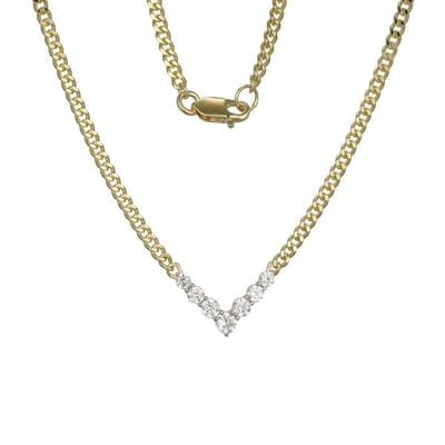 Cavill - Zilveren Halsketting - 925 Sterling Zilver Verguld - Nigeriaanse Zirkoon 0,572 ct - Ronde Briljant Geslepen - Pavé Design - 45,72 cm