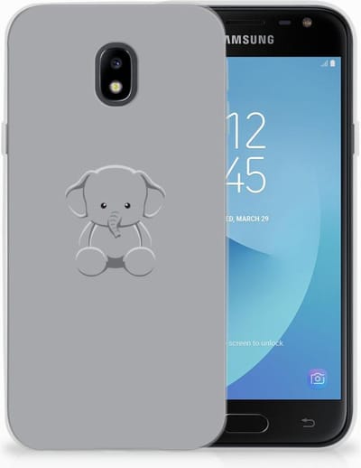 TPU Hoesje voor Samsung Galaxy J3 2017 Telefoonhoesje met Naam Grijs Baby Olifant