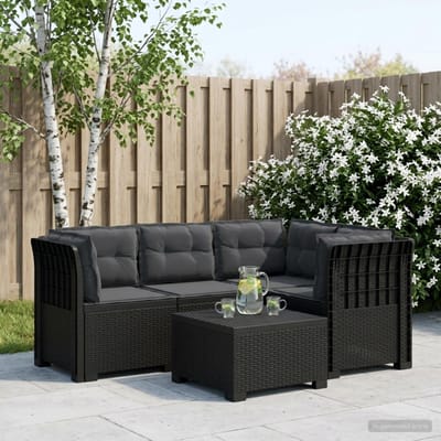 vidaXL - 4-Persoons - Tuin - Sofa - met - Kussens - Rattan - Look - PP - Antraciet