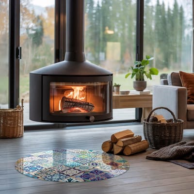 Coloray Vloerplaat Houtkachel - Plaat voor Onder Kachel - 80 cm x 80 cm - Kachel Vloerplaat - Blauw Vloerplaat Kachel - Verwarmingsaccessoires - Vloerplaat Openhaard - Houtkachel Accessoires - Vloerplaat Voor Kachel