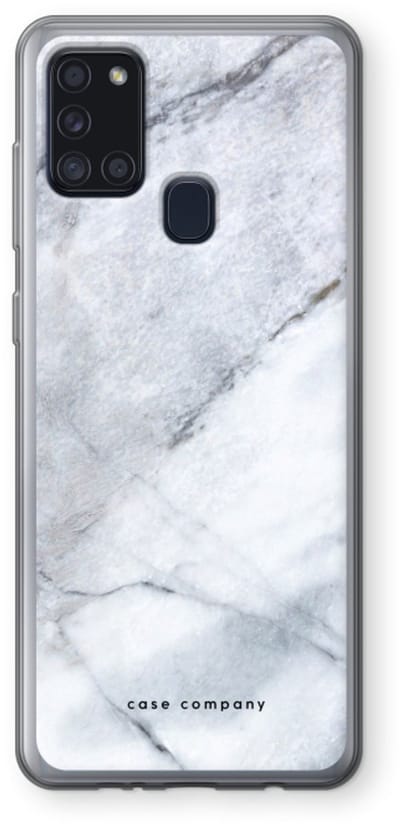 Case Company® - Hoesje geschikt voor Samsung Galaxy A21s hoesje - Witte marmer - Soft Cover Telefoonhoesje - Bescherming aan alle Kanten en Schermrand