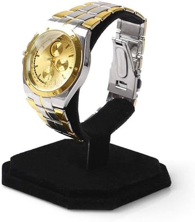 Elegante Zwarte Velours Horlogehouder met C-vormig Ontwerp voor Sieraden en Armbanden