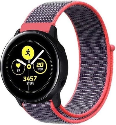 Nylon Bandje - Magenta/Zwart/Grijs - Geschikt voor Samsung Galaxy Watch (46mm) - Gear S3 - Bandbreedte 22mm