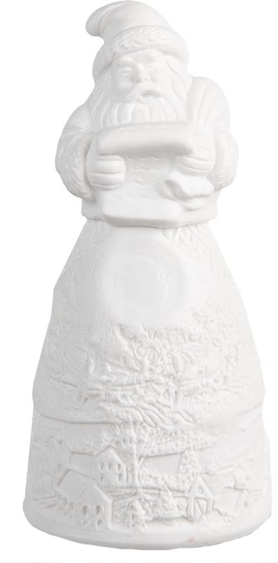 Clayre & Eef Kerstdecoratie met LED-verlichting Kerstman Ø 5x11 cm Wit Porselein