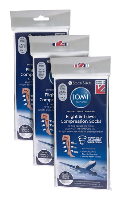 IOMI - 3 Paar Multipack Dames Vlucht Sokken, Compressiesokken voor Vrouwen - Beige