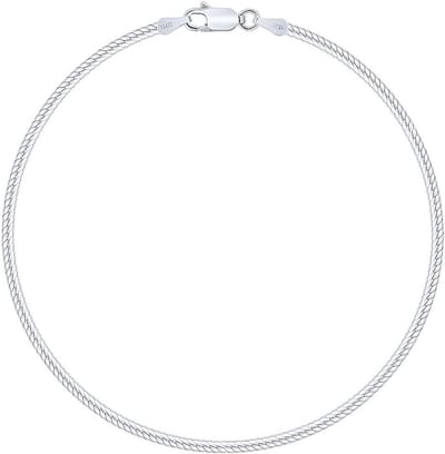 Enkelbandje Zilver - Sieraden Vrouw - Zomerse Stijl - Rhodium-plated Afwerking - 23 cm - Zilverkleurig