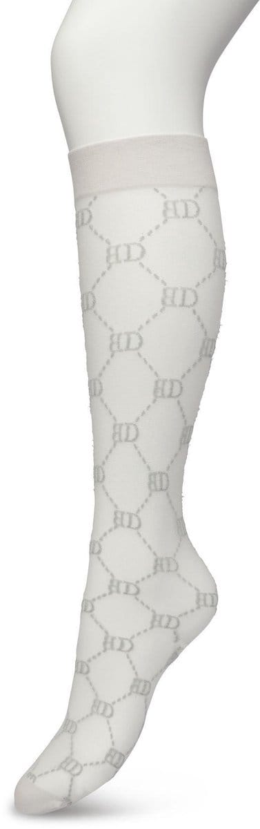 Bonnie Doon Dames Geruite Panty Kniekousen Licht Grijs maat 36/42 - Knie Kousen 20 denier - Ruitjes - Ruiten - Print - Uitstekend draagcomfort - Bonnie Doon Knee High - Kniesokken - Zakt niet af - OEKO-TEX - Grey - BP221801.235