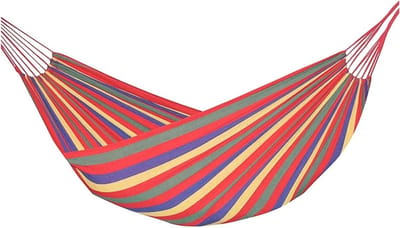 Tweepersoons Hangmat - Kampeerhangmat Dubbel - Ontspannen in de tuin - Sterk canvas materiaal - 240 x 150 cm - Rood
