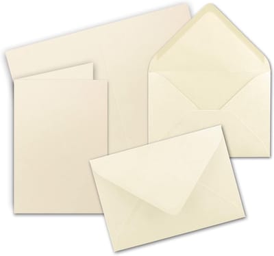 DIN B6 Vouwkaartenset 115x170 mm met Enveloppen – 50 Vormvaste Kaarten Geschikt voor Printer – Ideaal voor Uitnodigingen, Bruiloft, Doop, Communie