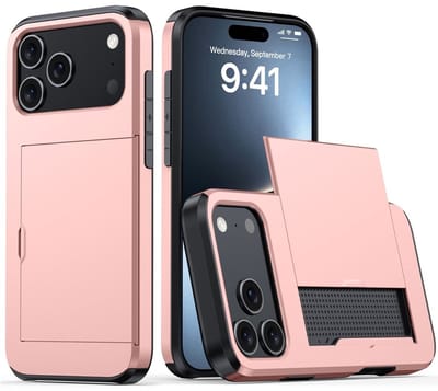 Coverup Hoesje - Geschikt voor iPhone 18 Pro Max / 17 Pro Max Hoesje - Coverup Hybrid Card Slider Back Cover - Rose Gold