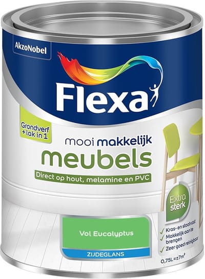 Flexa - Mooi Makkelijk Meubels Zijdeglans - Vol Eucalyptus - Mengverf - 750 Ml