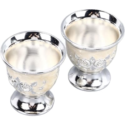 2 stuks Vintage Wijnkelk Zilver Retro Metalen Goblet Exquise Theekop voor Thuis Restaurant Cafés Bars gray