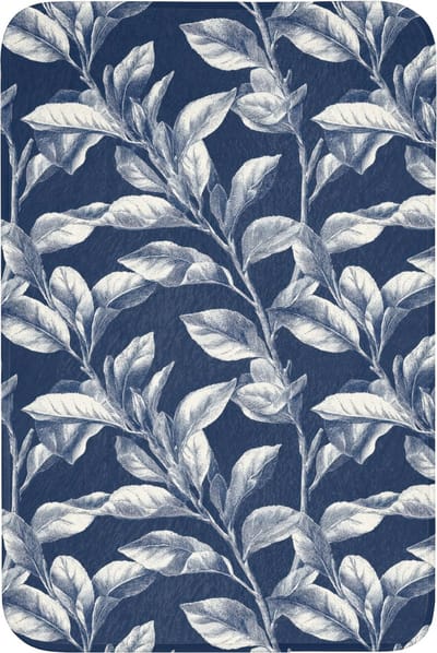 Badmat 60x90 cm - Antislip - Botanisch - Patroon - Blauw - Badmatten voor badkamer - Badkamermat - Douchemat - Badkamer mat