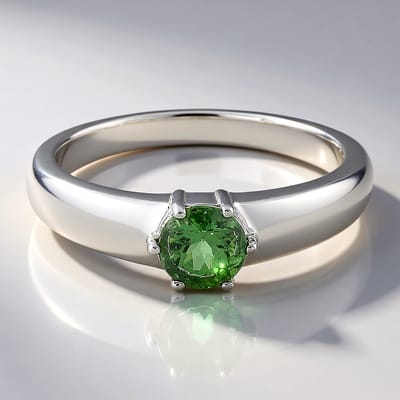 Cavill - Zilveren Ring met 0,437 ct Braziliaanse Chroom Apatiet - 925 Sterling Zilver - Ronde Edelsteen met Tandzetting - Elegante, Duurzame Ring