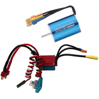 Moteur Brushless Sensorless 2435 4800KV 4P en Alliage d'Aluminium avec ESC Brushless 25A(Contrôleur de vitesse électrique) pour Voiture Camion RC 1/16 1/18 multicolore