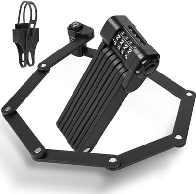 Vouwslot voor fiets 110 cm - 4-cijferig codeslot met houder - Zwart - Voor fiets, e-bike en motor