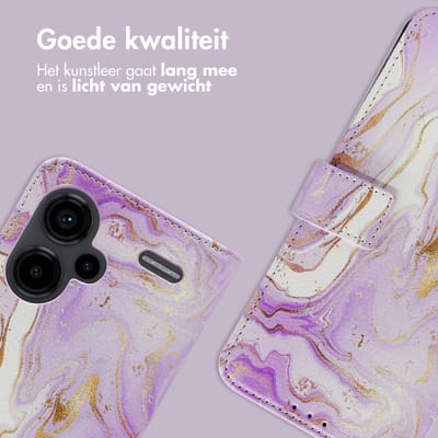 imoshion Hoesje - Geschikt voor Xiaomi Redmi Note 13 Pro Plus (5G) - Design Bookcase smartphone - Purple Marble