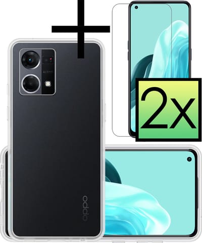 Hoesje - Met 2x Screenprotector - Geschikt voor OPPO Reno 7 - Sterk & Shockproof - Back Cover - Siliconen Case - Telefoon Hoes - Transparant