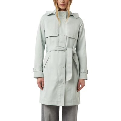 comma - female - Katoenen trenchcoat met afneembare capuchon en bindceintuur