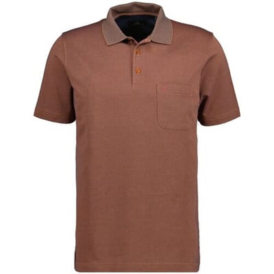 Ragman Polo Softknit Fine Jacquard Pattern Terra / male