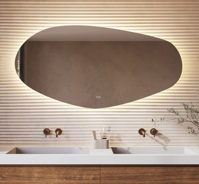 Organische badkamerspiegel met indirecte verlichting, verwarming, instelbare lichtkleur en dimfunctie 160x80 cm