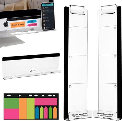 Monitor Memo Borden - Scherm Notitiehouder - Efficiënt Werken - Met Telefoonhouder - 30 cm Breed - Transparant