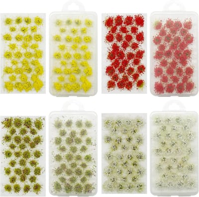 Shrub Bloemclusters voor Modelbouw, 128 Stuks in 4 Kleuren, Ideaal voor Landschappen en Spoorweg Scenarios