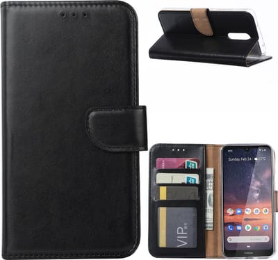 LuxeBass Hoesje geschikt voor Nokia 3.2 - Bookcase Zwart - portemonnee hoesje gsm hoesje - telefoonhoes - telefoonhoesjes