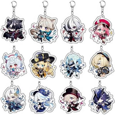 2026 Heet Genshin Impact Sigewinne Arlecchino Charlotte Sleutelhanger Anime Spel Rugzak Hanger Acryl Accessoires 55mm gray