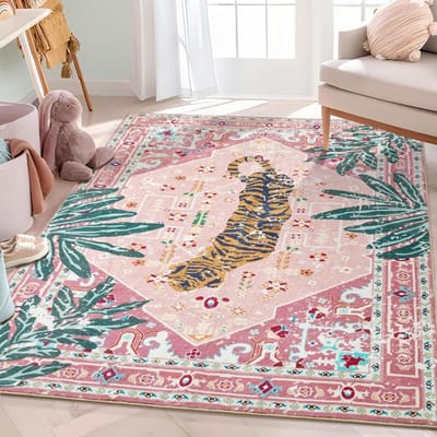 Boho Vintage Tijger Tropische Jungle Vloerkleden Accent Oosters Tapijt voor Slaapkamer Keuken Woonkamer Binnen Entree Deurmat 50x80cm20x31in