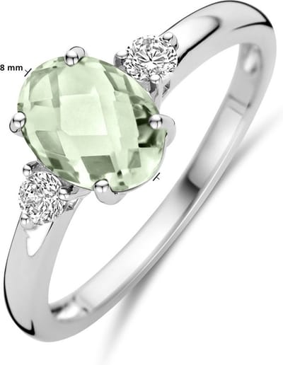 Gerhodineerd Zilver Ring Groen Amethist En Met Zirkonia 1340330