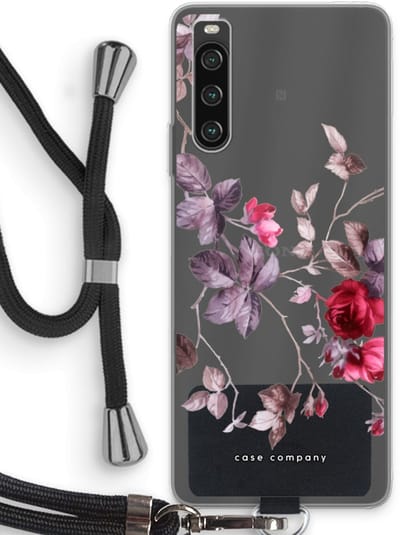 Case Company® - Hoesje met koord geschikt voor Sony Xperia 10 IV hoesje met Koord - Mooie bloemen - Telefoonhoesje met Zwart Koord - Bescherming aan alle Kanten en Over de Schermrand