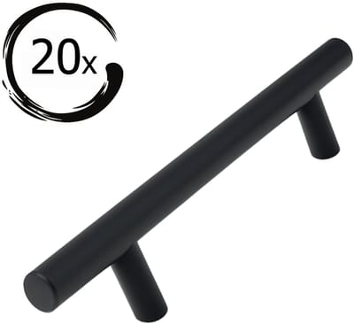 20X Handgrepen Zwart RVS - Boormaat 128mm - Greepjes - Handgreep - Handgrepen keukenkastjes - Handvatten - Meubelgreep zwart - Handgrepen voor deurtjes