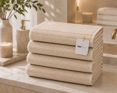 Set van 4 handdoeken - Beige - 50 x 90 cm - 500 g/m² - Zacht en absorberend