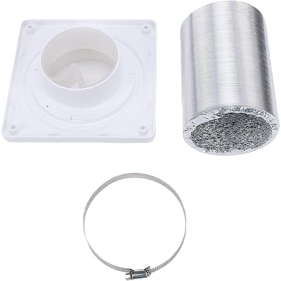 Drogerafvoer Aansluitkit Geschikt voor 4 Inch Kanaal Snelkoppeling Wandflensplaat Aluminiumfolie Slang en Klem voor Badkamer