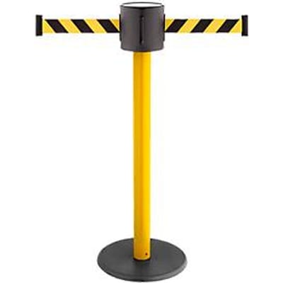 Afzetpaal GLAD 28, L 350 x B 350 x H 1000 mm, dubbele trekband, trekband 2 x 4 m, geel