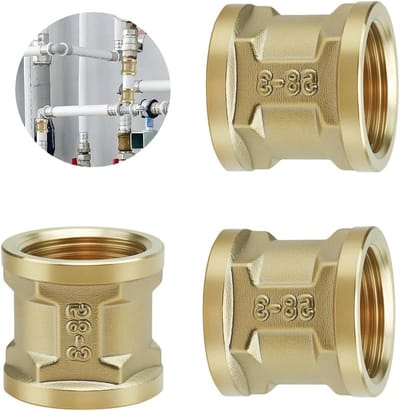 3-Pack G3/4 Inch Dubbel Nippel Verbindingsstuk van Messing - 3/4 Inch Adapter voor Buizen met Goede Afdichting en Eenvoudige Installatie of Reparatie
