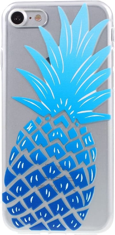 Peachy Blauwe ananas case TPU geschikt voor iPhone 7 8 SE 2020 SE 2022 Doorzichtig hoesje Blue