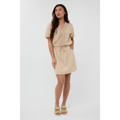 EsQualo Dress Tunic Embellished Sand Maat: 36 | Mini Jurken Outlet | Dames | Beige