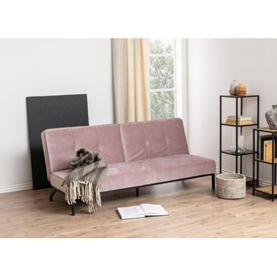 Slaapbank Elzen - Velvet - Roze - 198 x 87 x 95 cm (BxHxD)