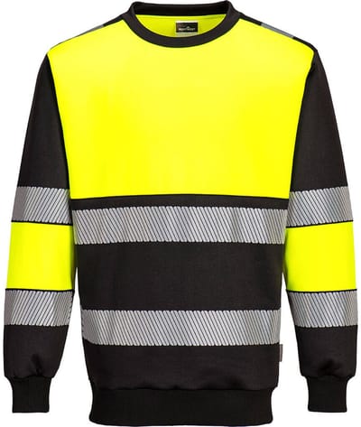 Portwest PW3 Hi-Vis klasse 1 Sweatshirt PW376 - Geel/Zwart - 4XL