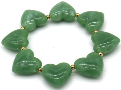 RVS hartjes armband – elastisch – groen – dames – valentijn – cadeau