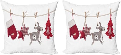ABAKUHAUS Kussenhoes – 40x40 cm – 2 stuks – Dubbelzijdig bedrukt – Rits – Kerst