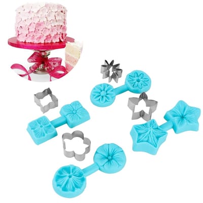 Allecto - Bloem Fondant Cake Mold - Mini Bloem Siliconen Mal - Perfect voor Chocolade en Fondant - 4 Stuks - Creatief Bakken - Ideaal voor Taartdec...